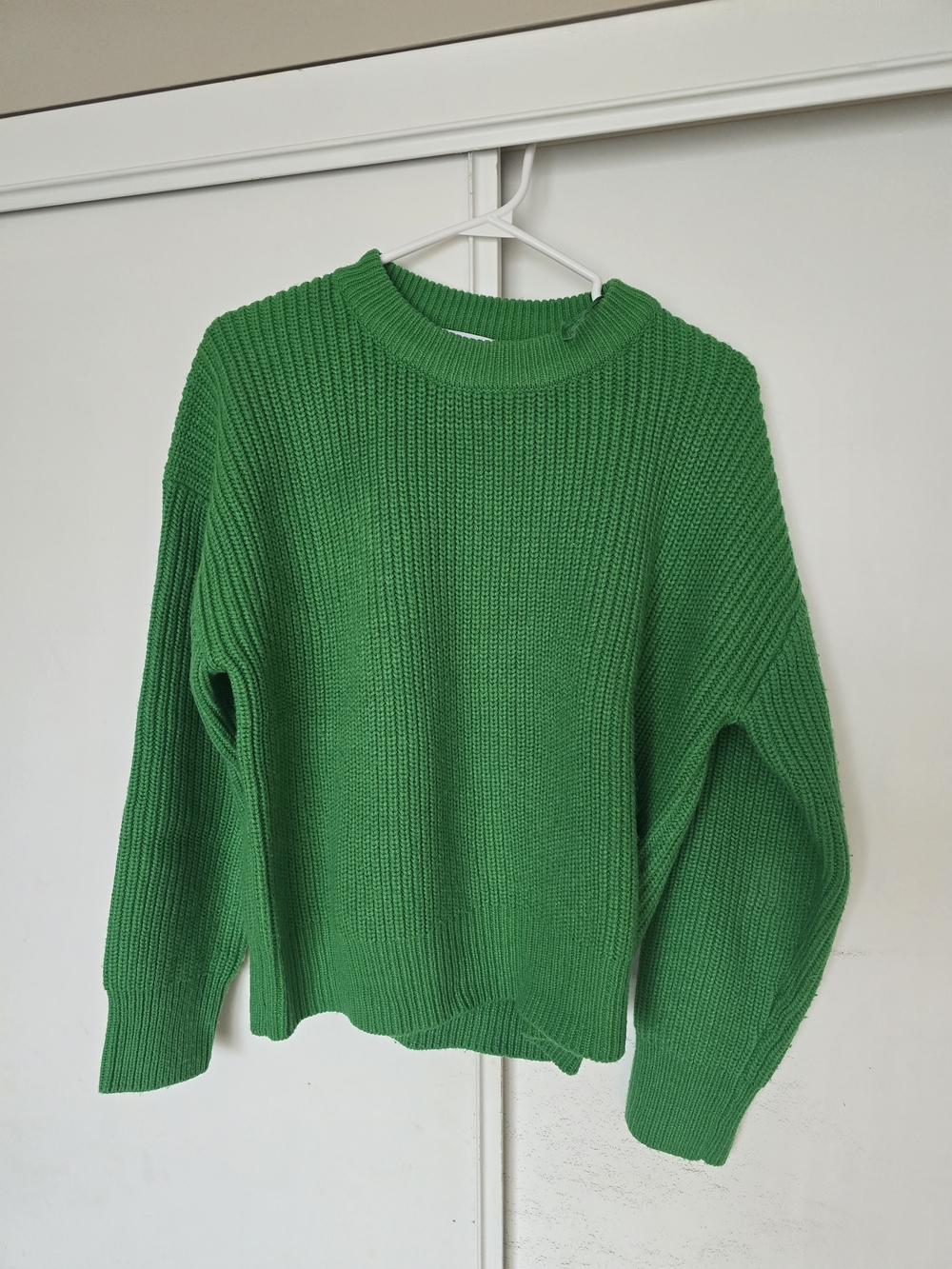 ZARA Green Crewneck Ribbed Knit Women's Sweater